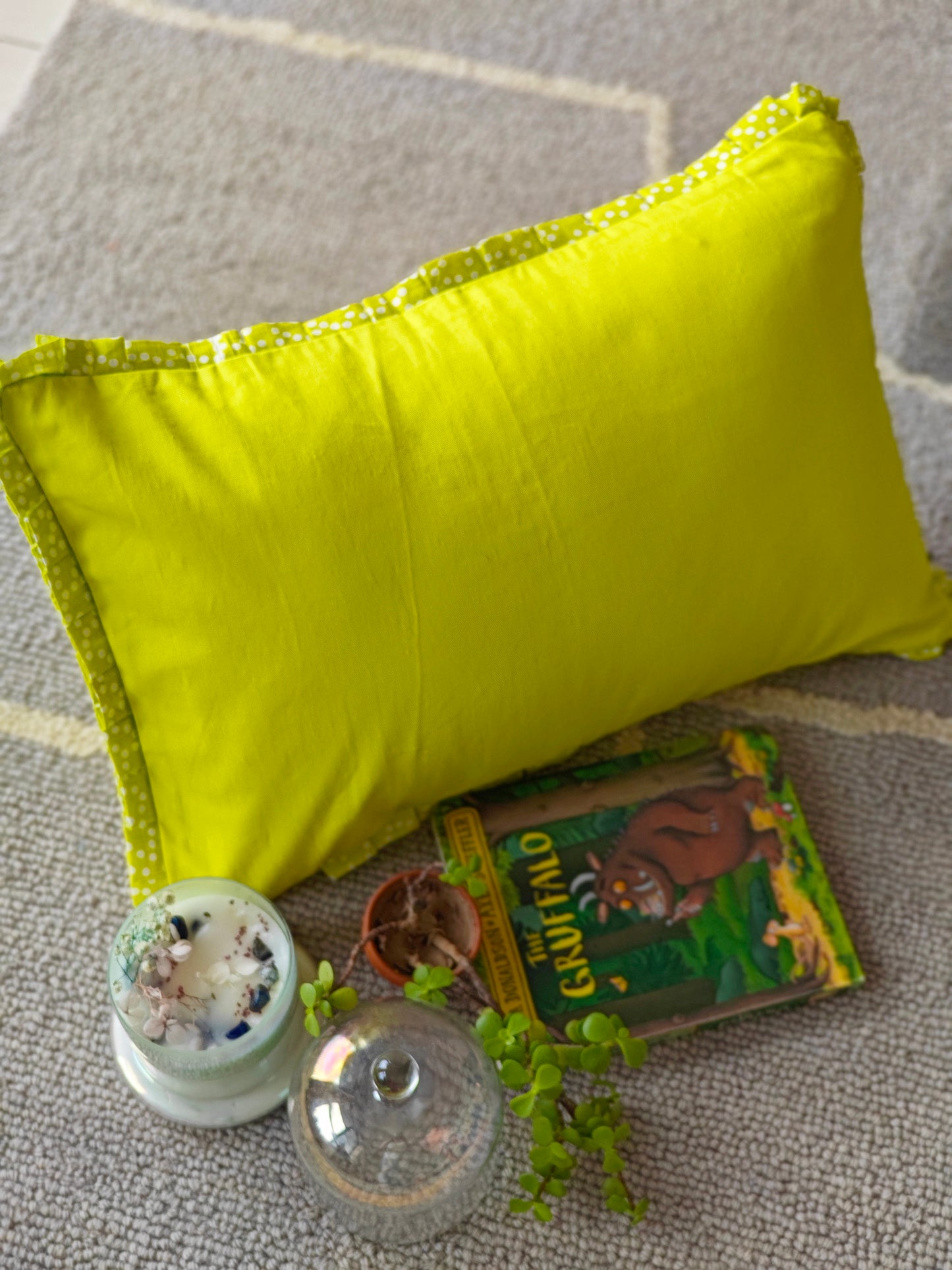 Yellow Green Rectangular Cushion Cover (Set of 2)