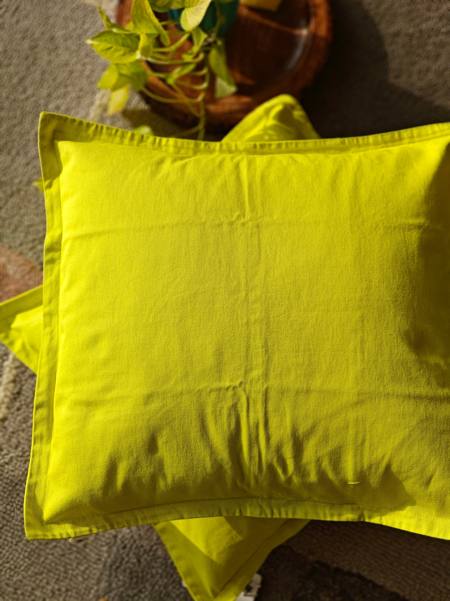 Self Border Cushion Cover (Set of 2)