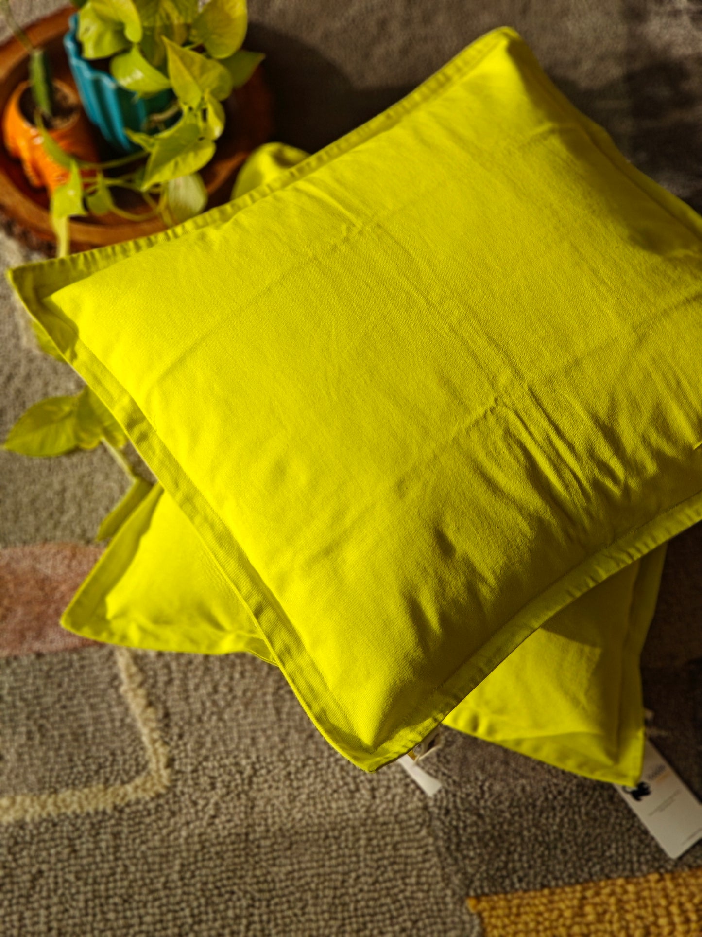 Self Border Cushion Cover (Set of 2)