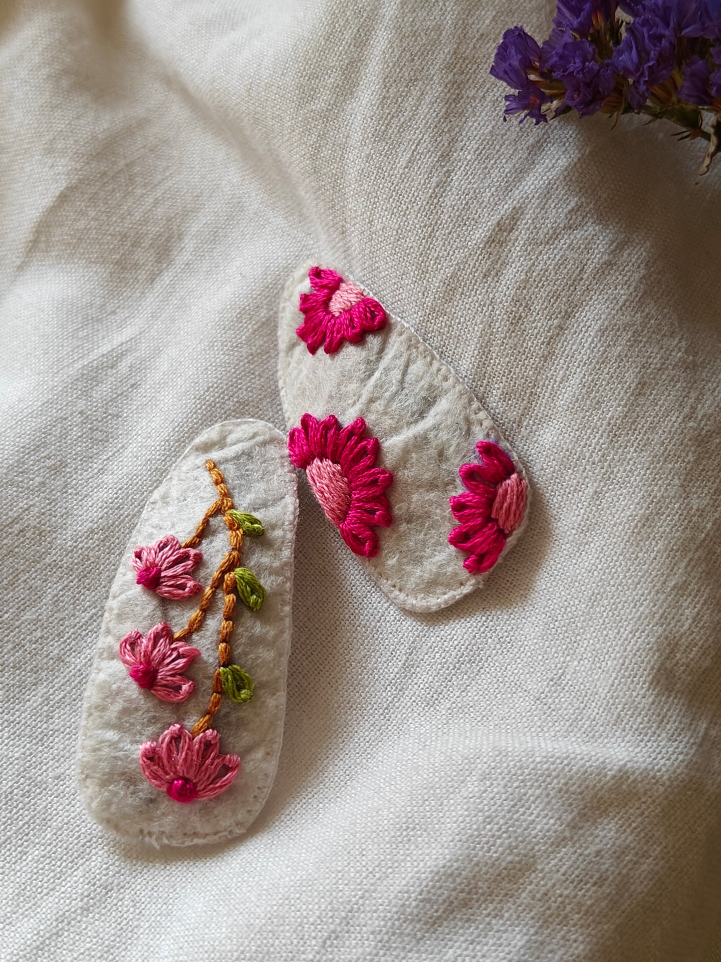 Hair clip hand embroidered