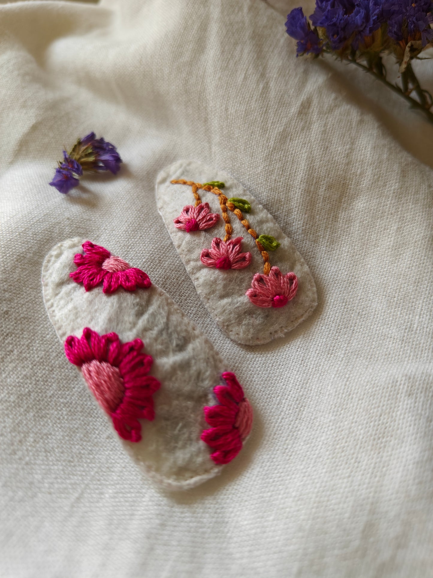Hair clip hand embroidered