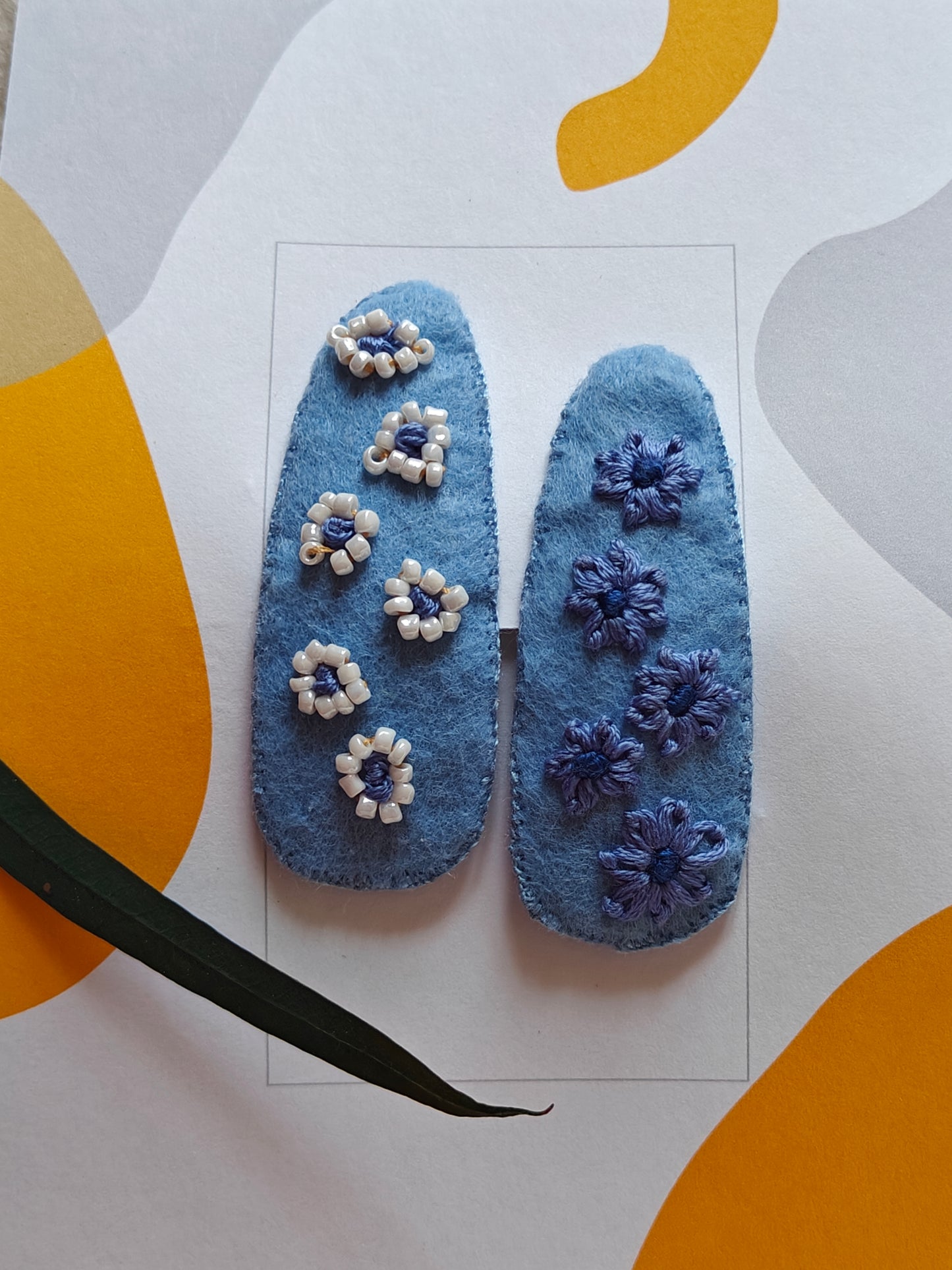 Hair clip hand embroidered