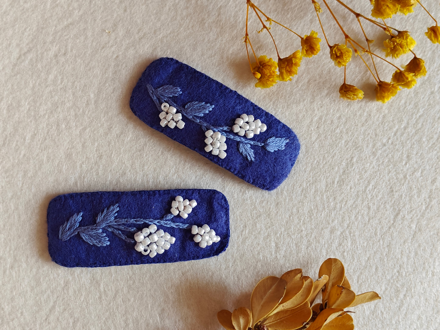 Hair clip hand embroidered