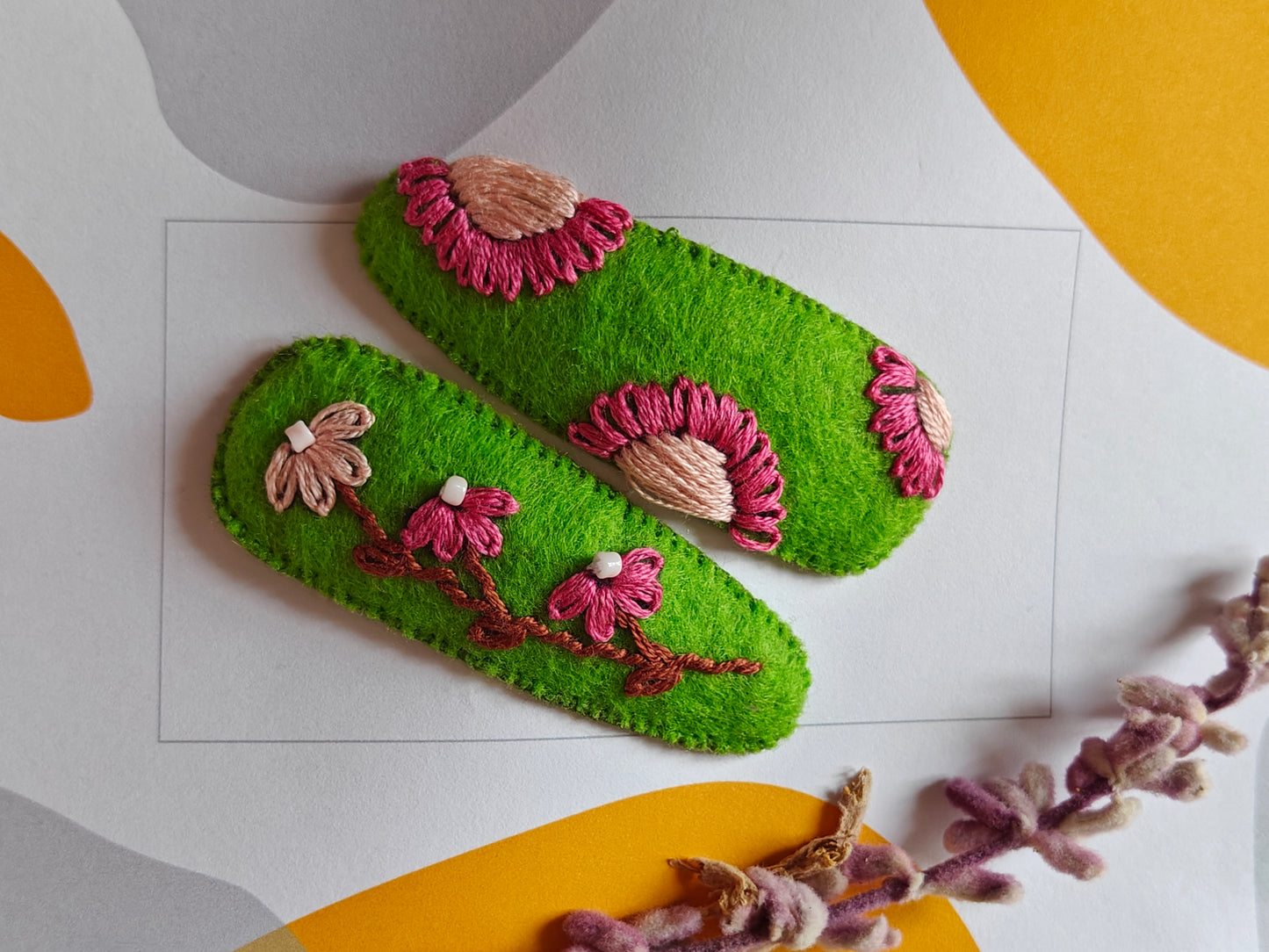 Hair clip hand embroidered