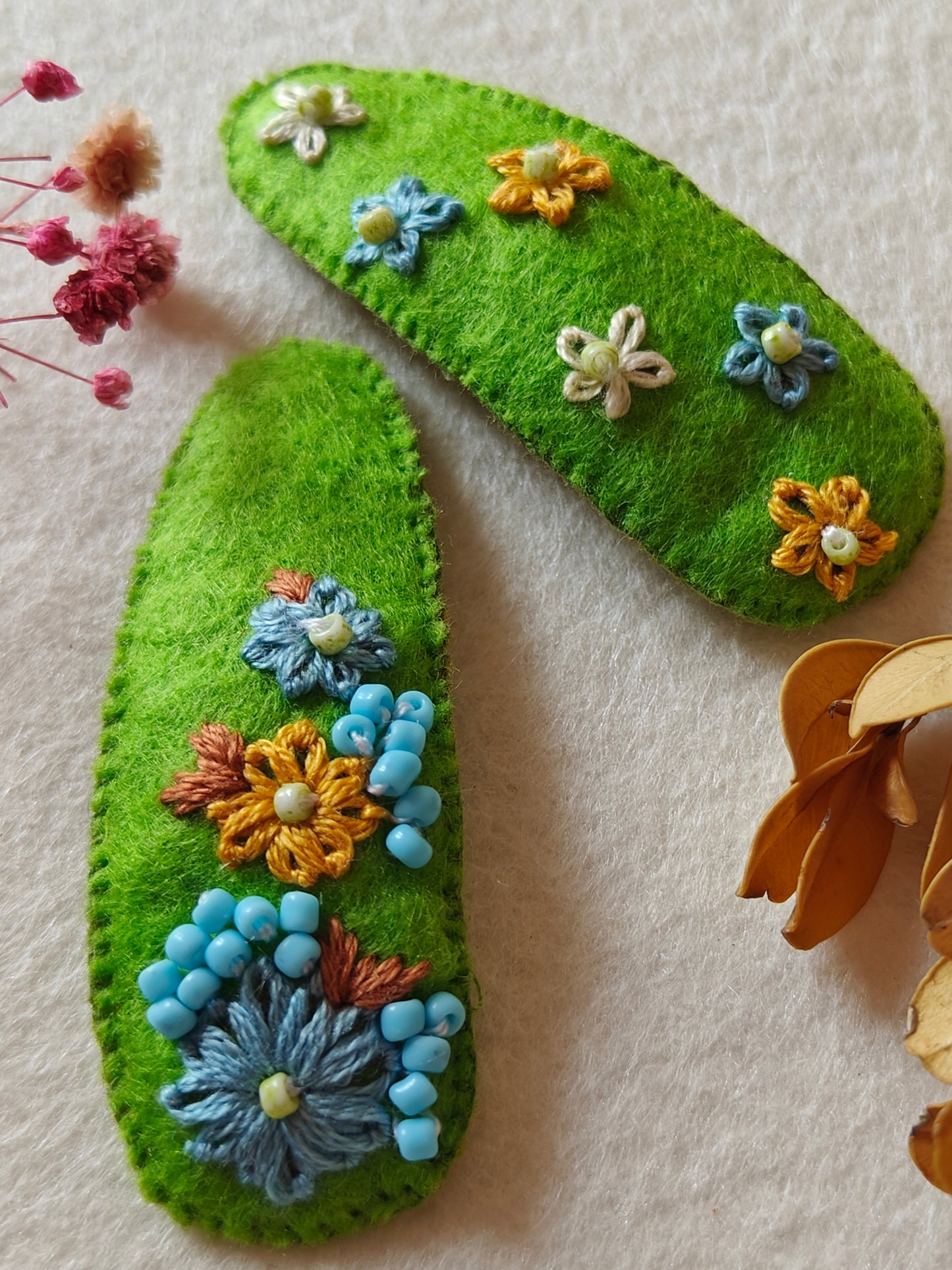 Hair clip hand embroidered