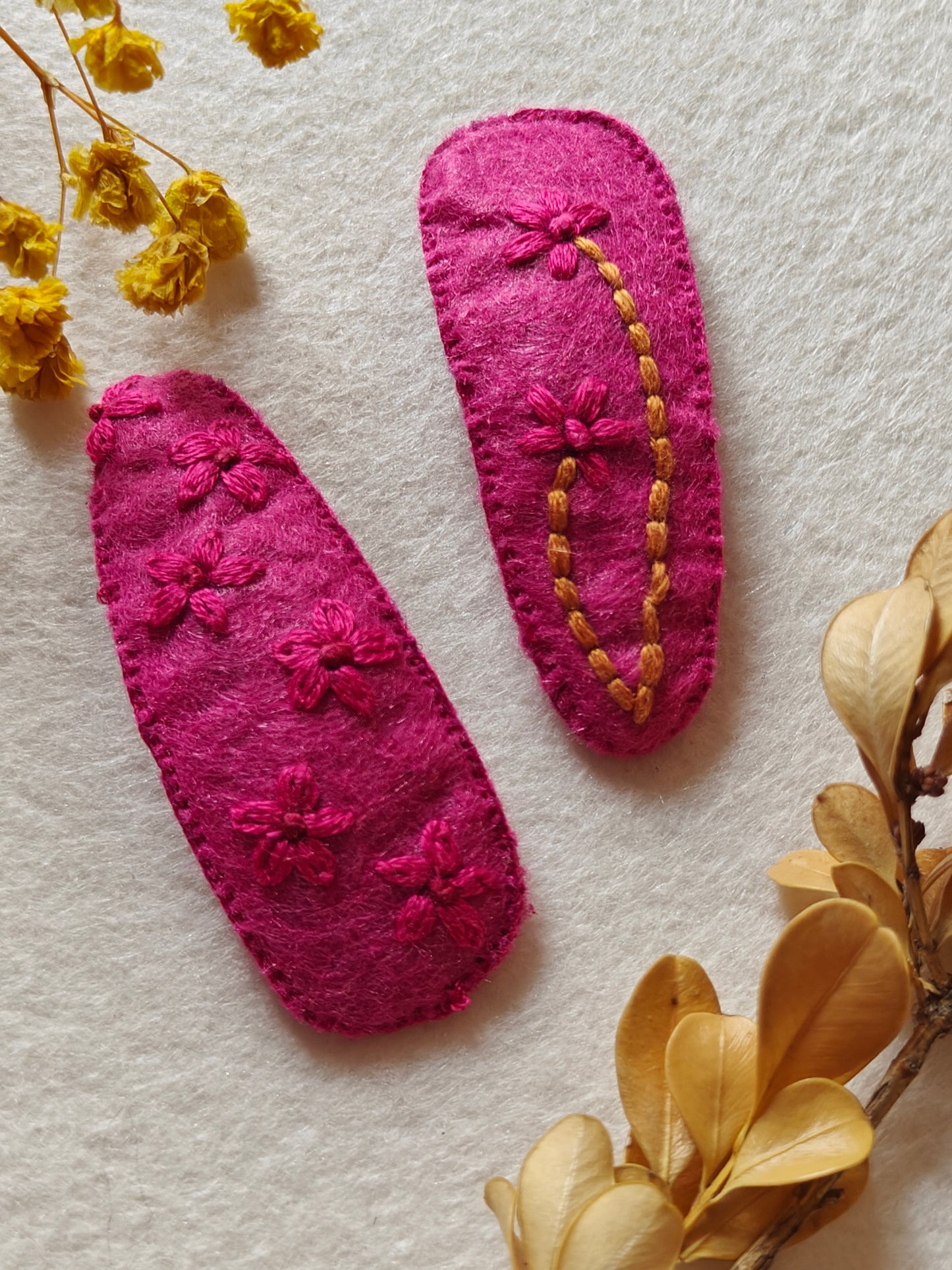 Hair clip hand embroidered