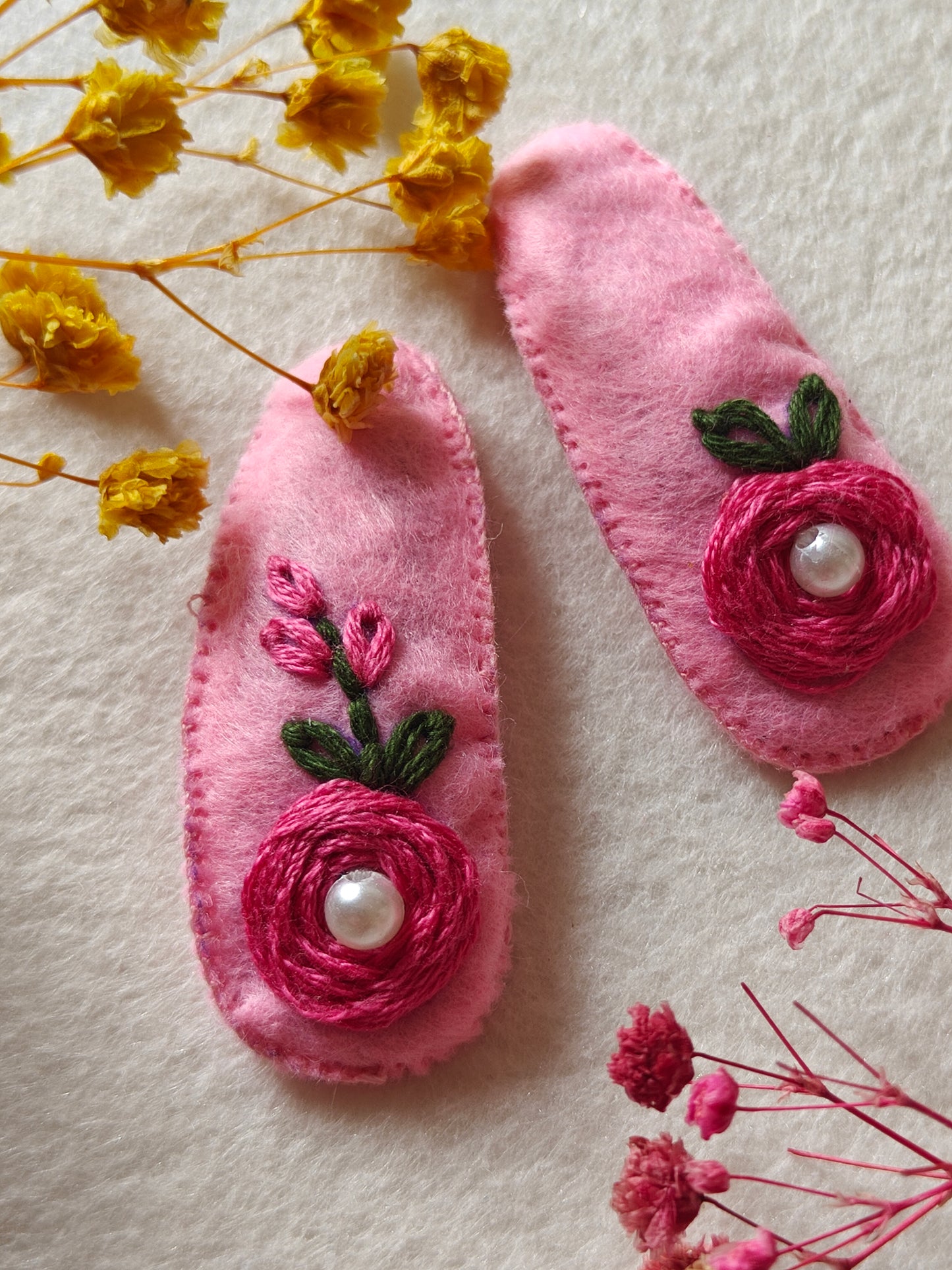 Hair clip hand embroidered