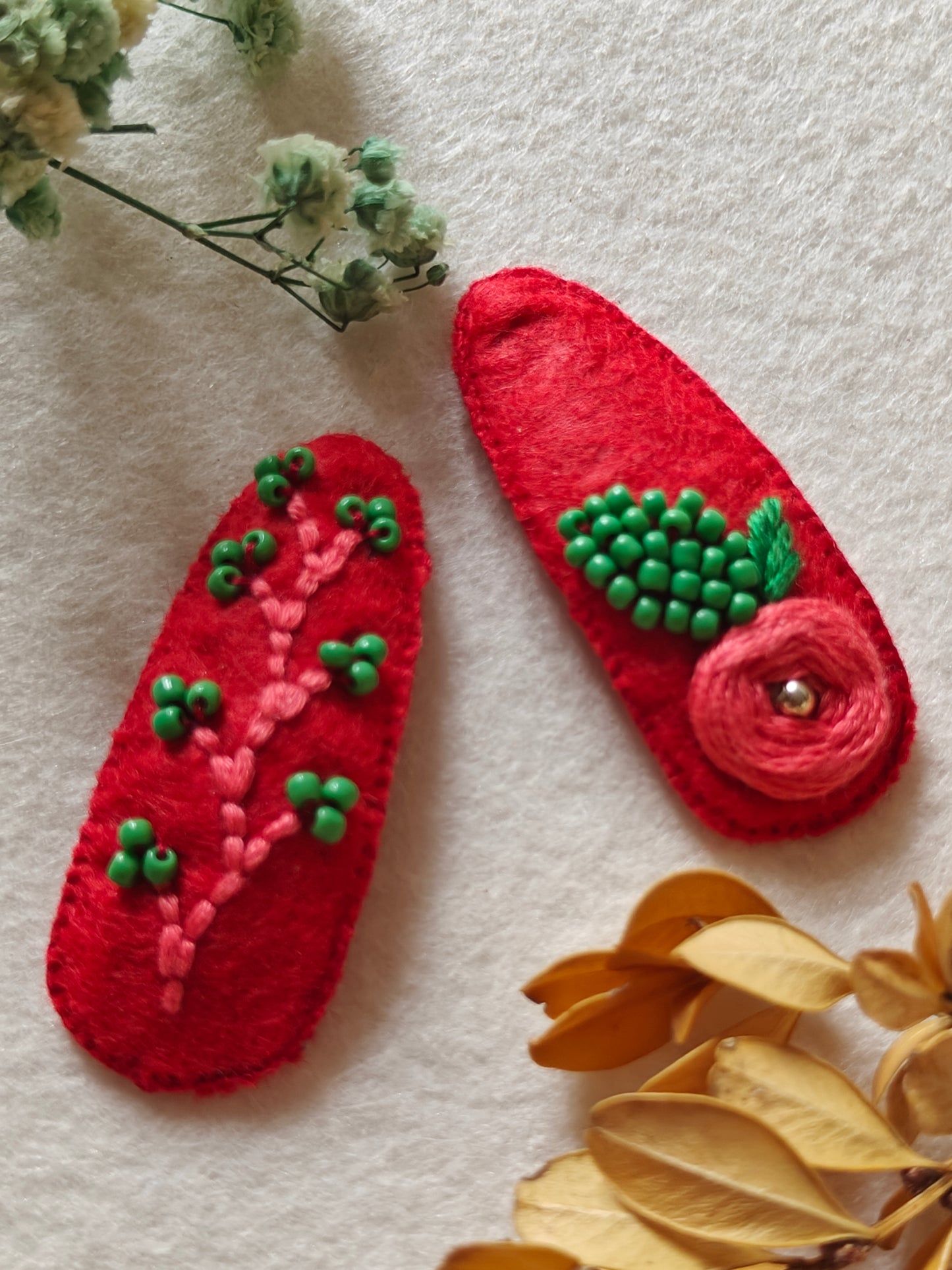 Hair clip hand embroidered