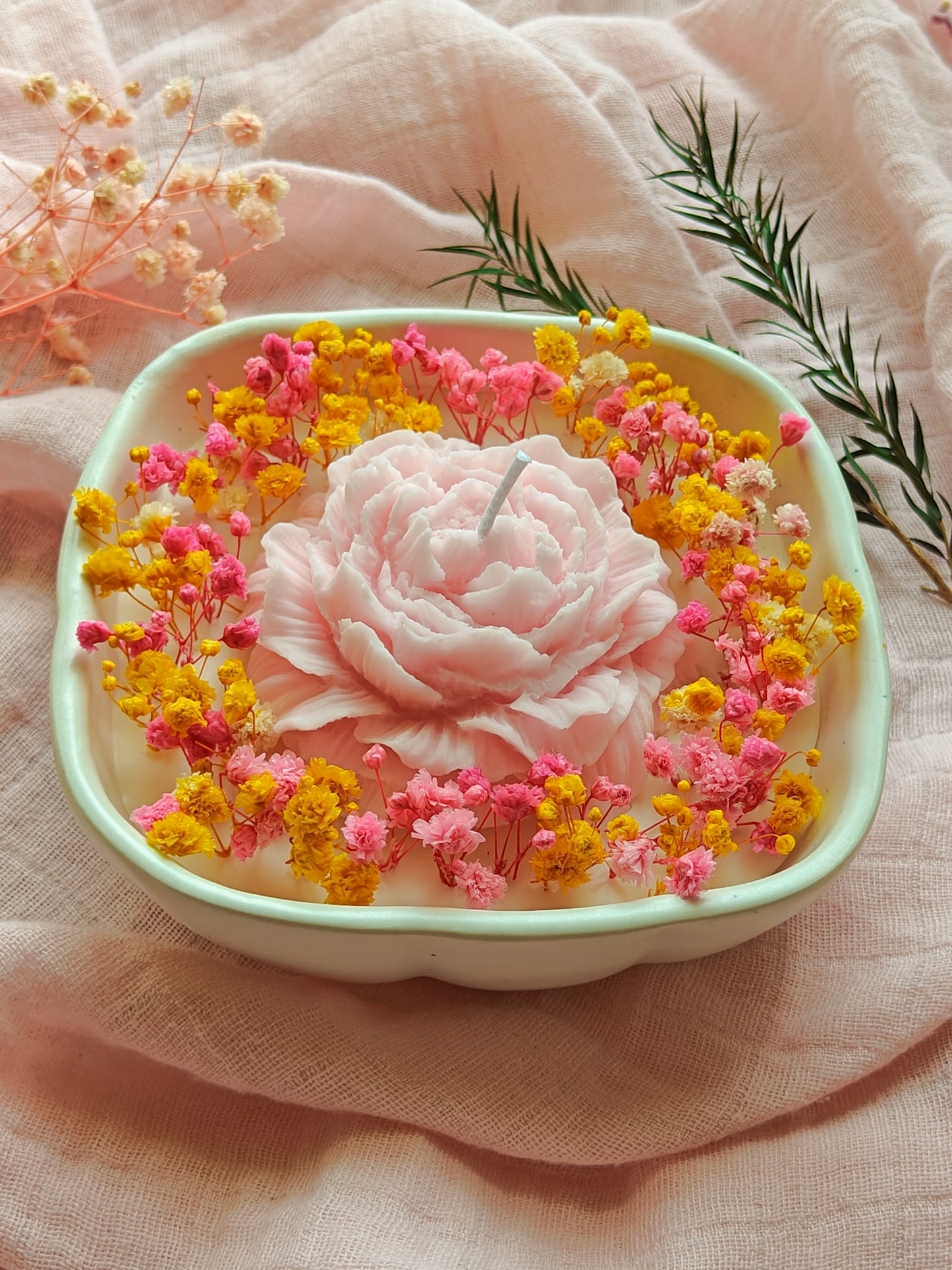 Candles in Square ceramic jar - 5 inch