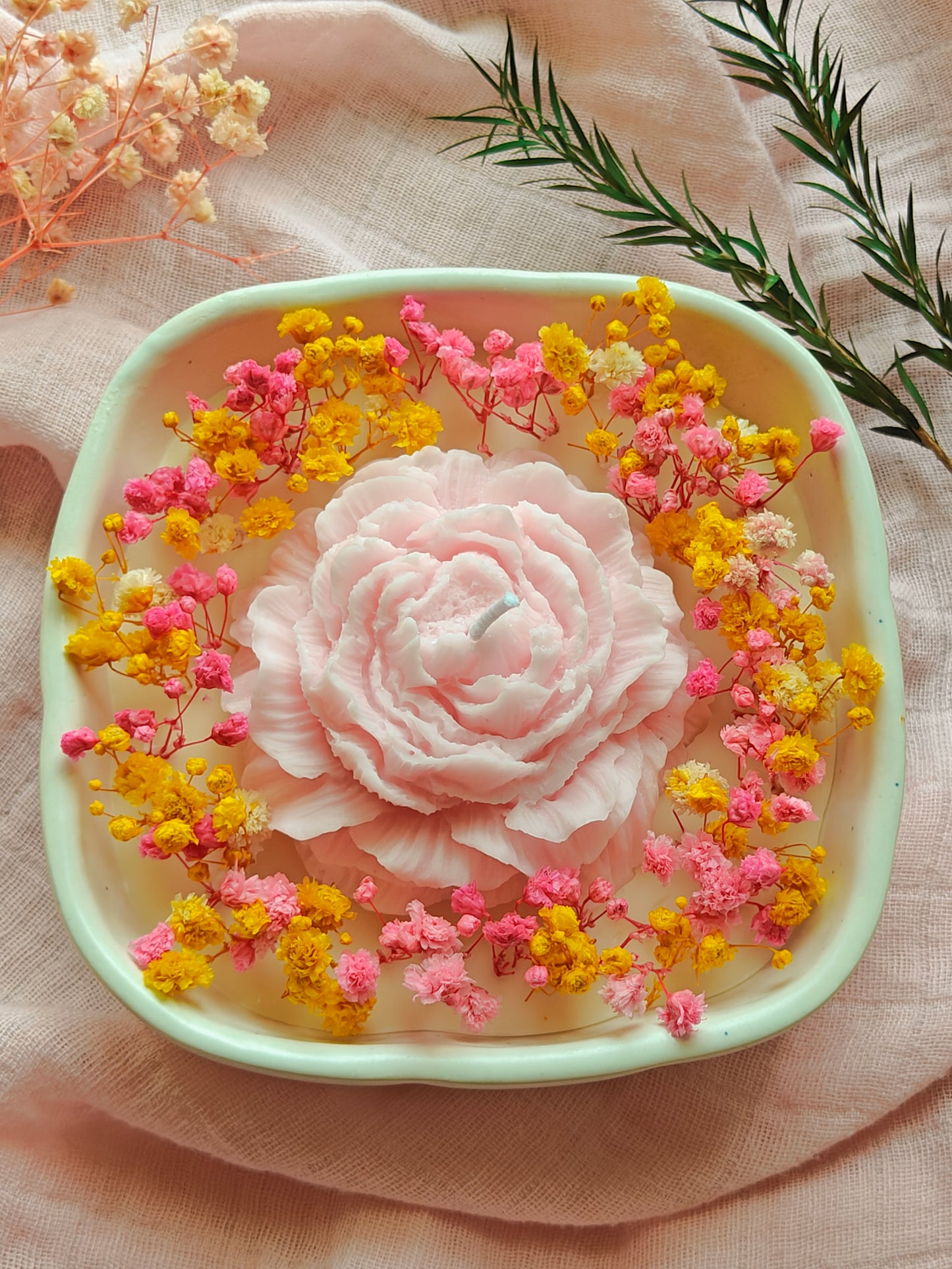 Candles in Square ceramic jar - 5 inch