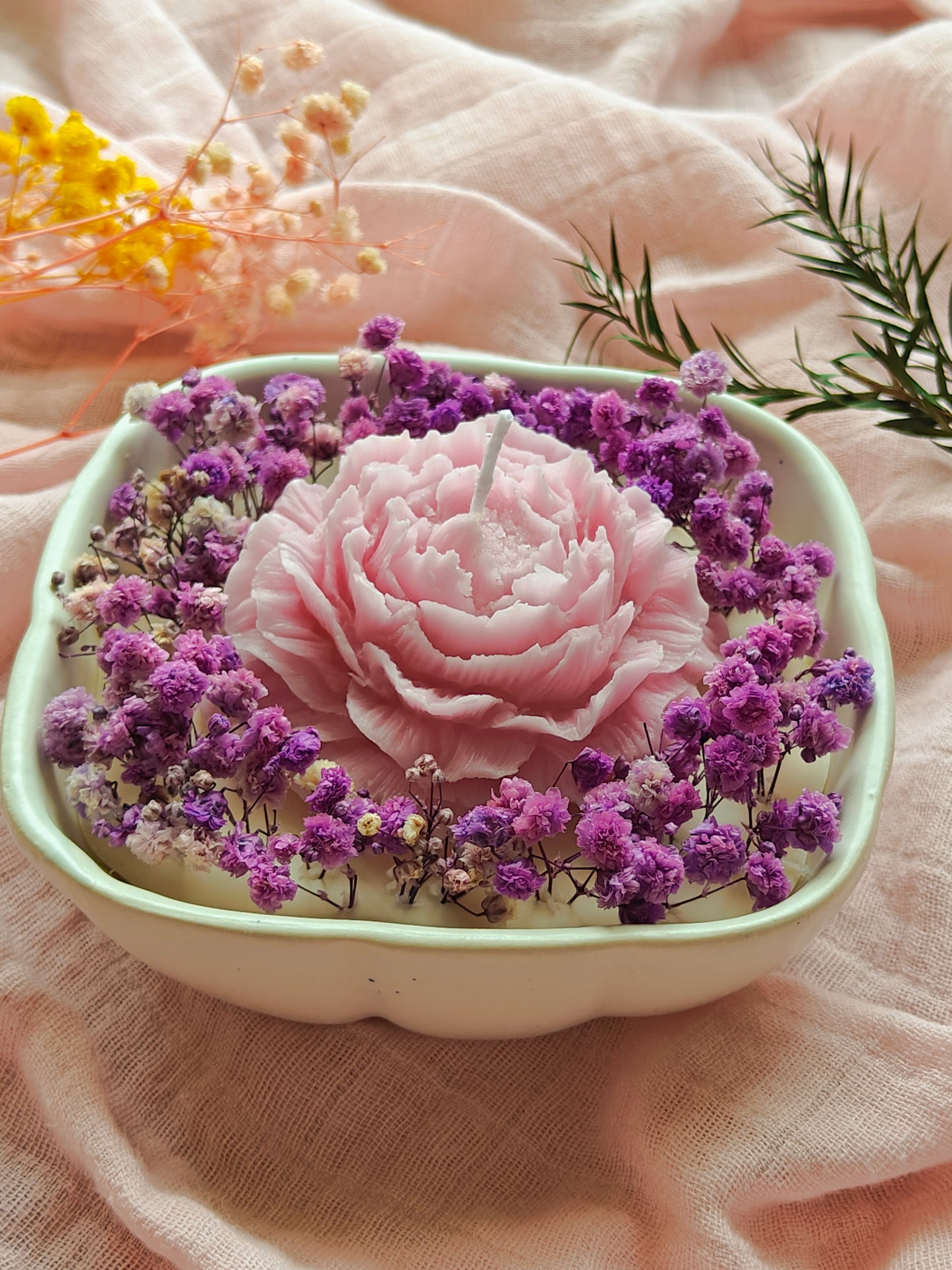 Candles in Square ceramic jar - 5 inch