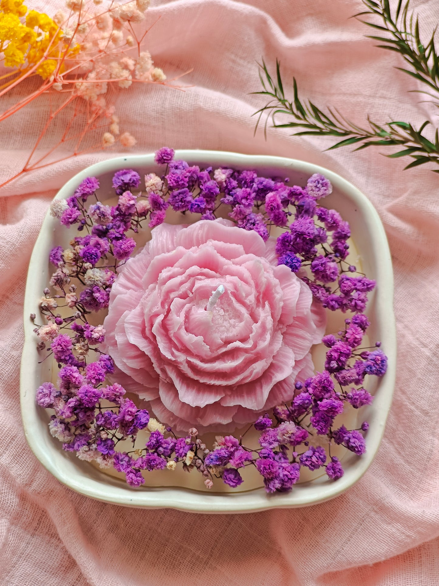 Candles in Square ceramic jar - 5 inch