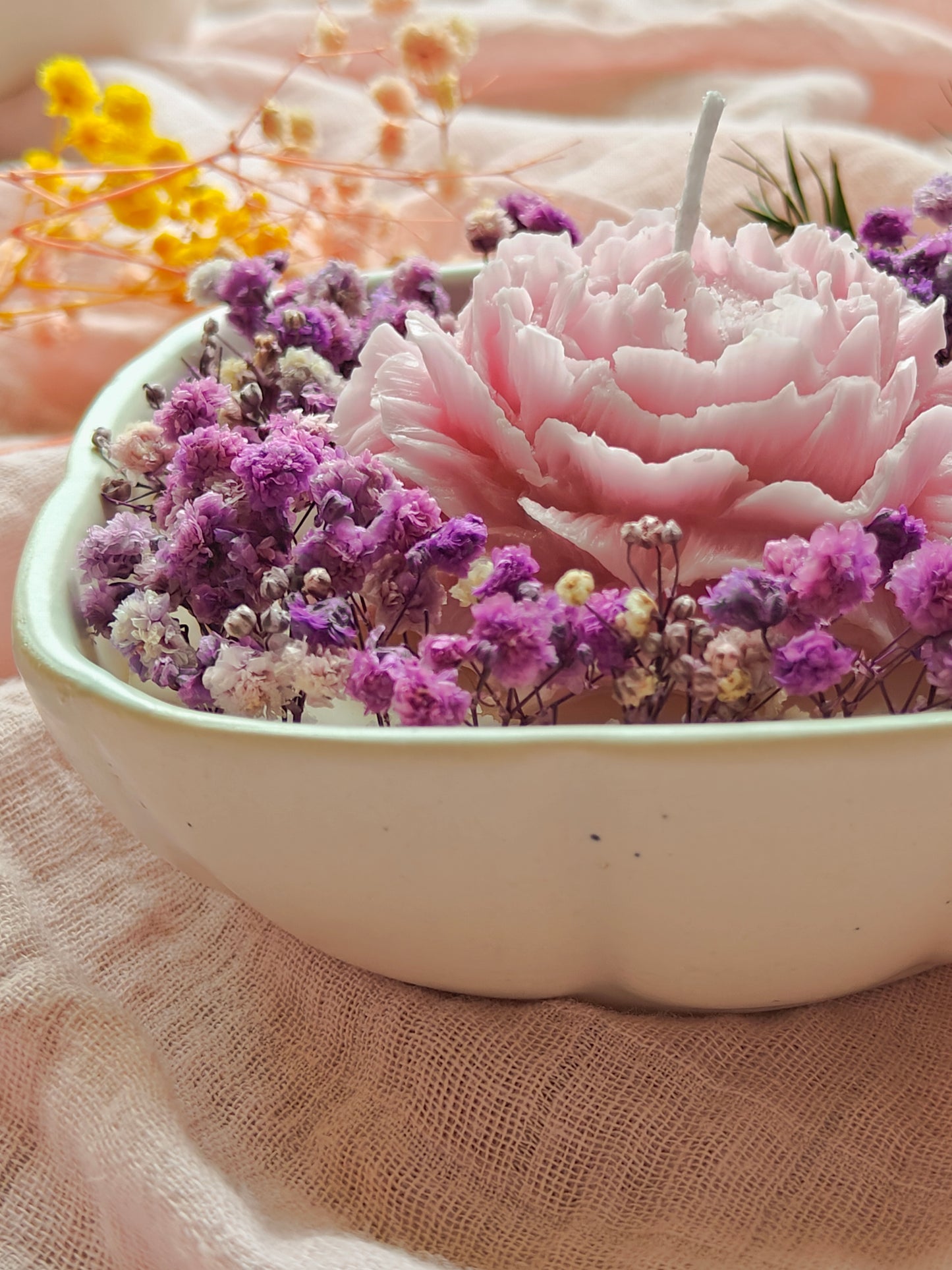 Candles in Square ceramic jar - 5 inch