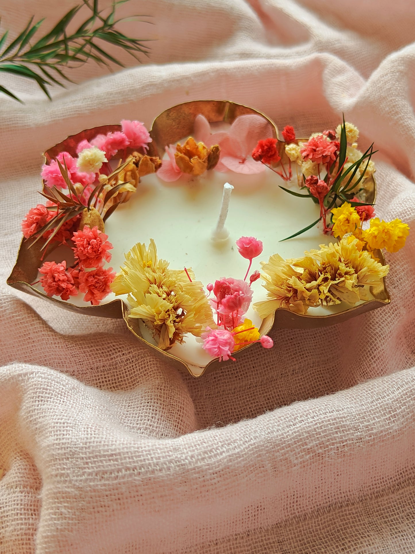 Candle in Metal flower Urli - 3.5 inch