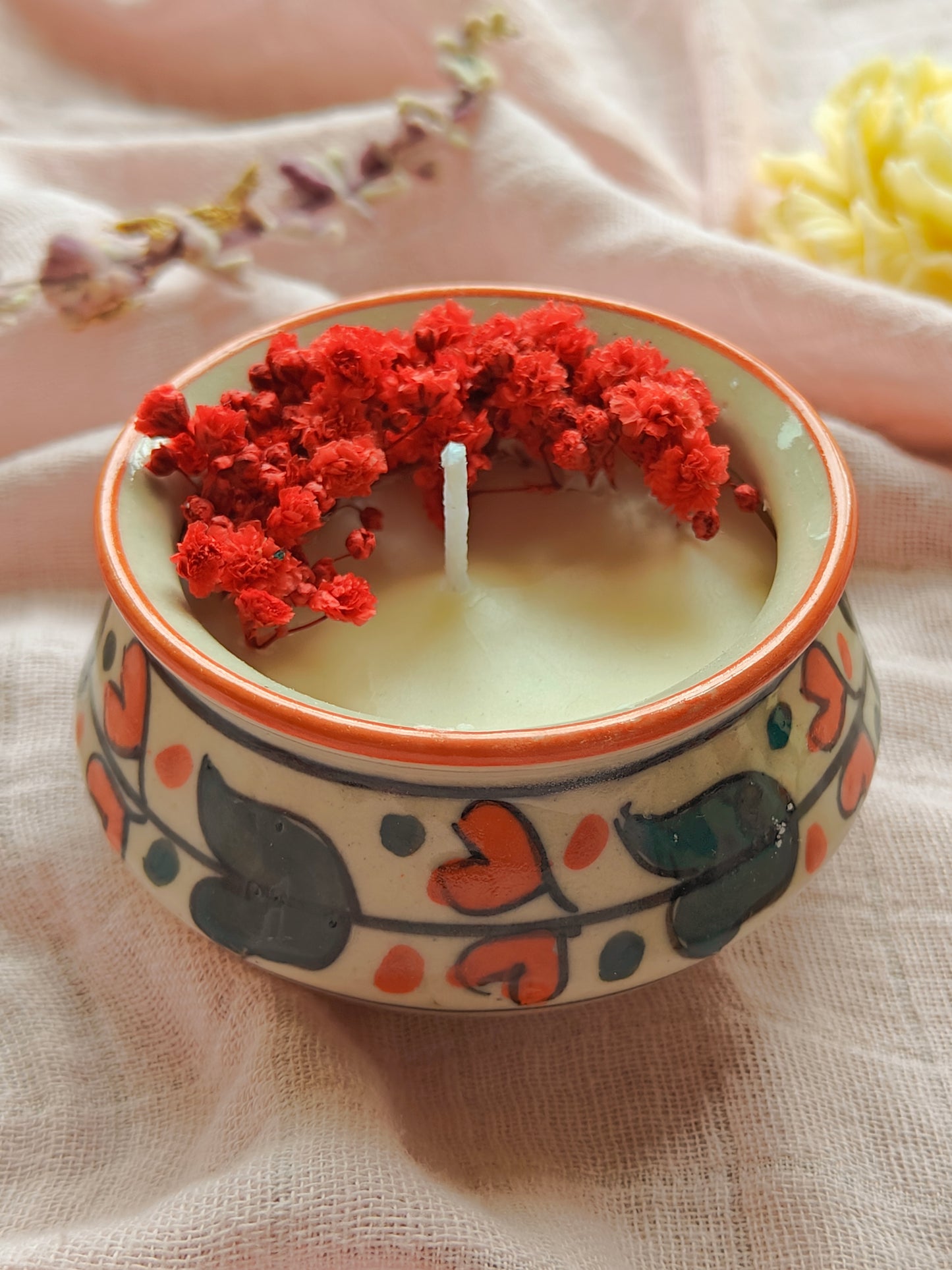 Hand painted matka candles (set of 2)
