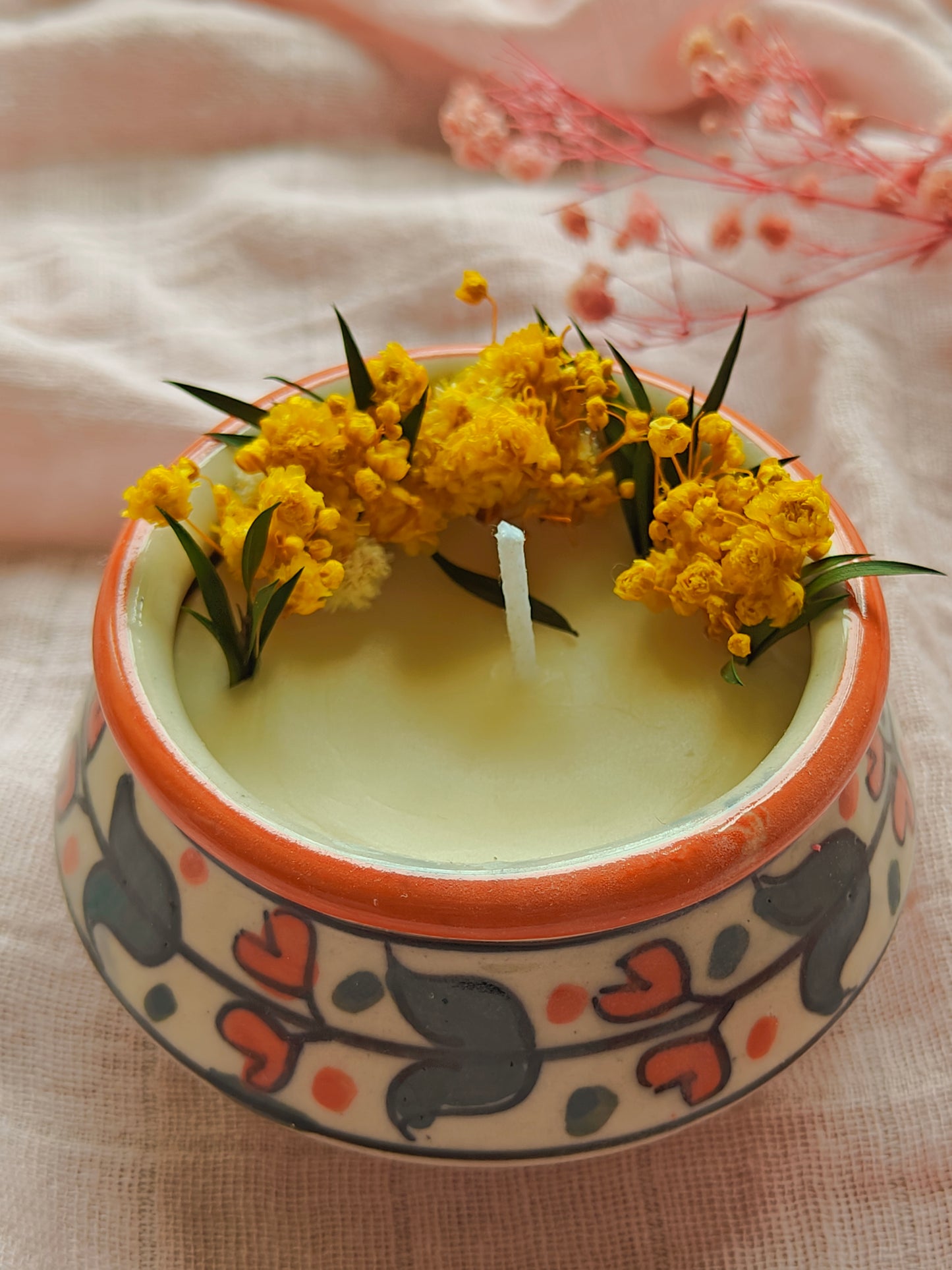 Hand painted matka candles (set of 2)