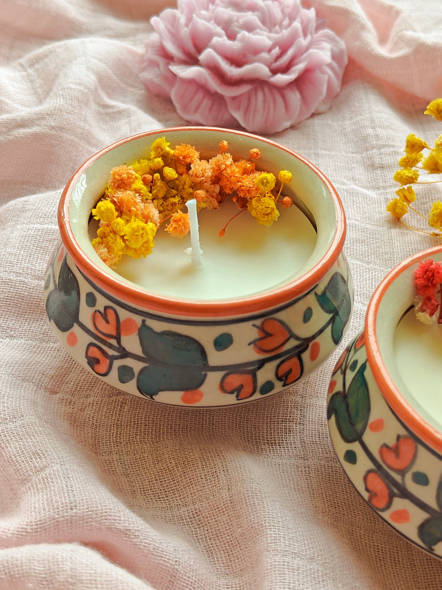 Hand painted matka candles (set of 2)