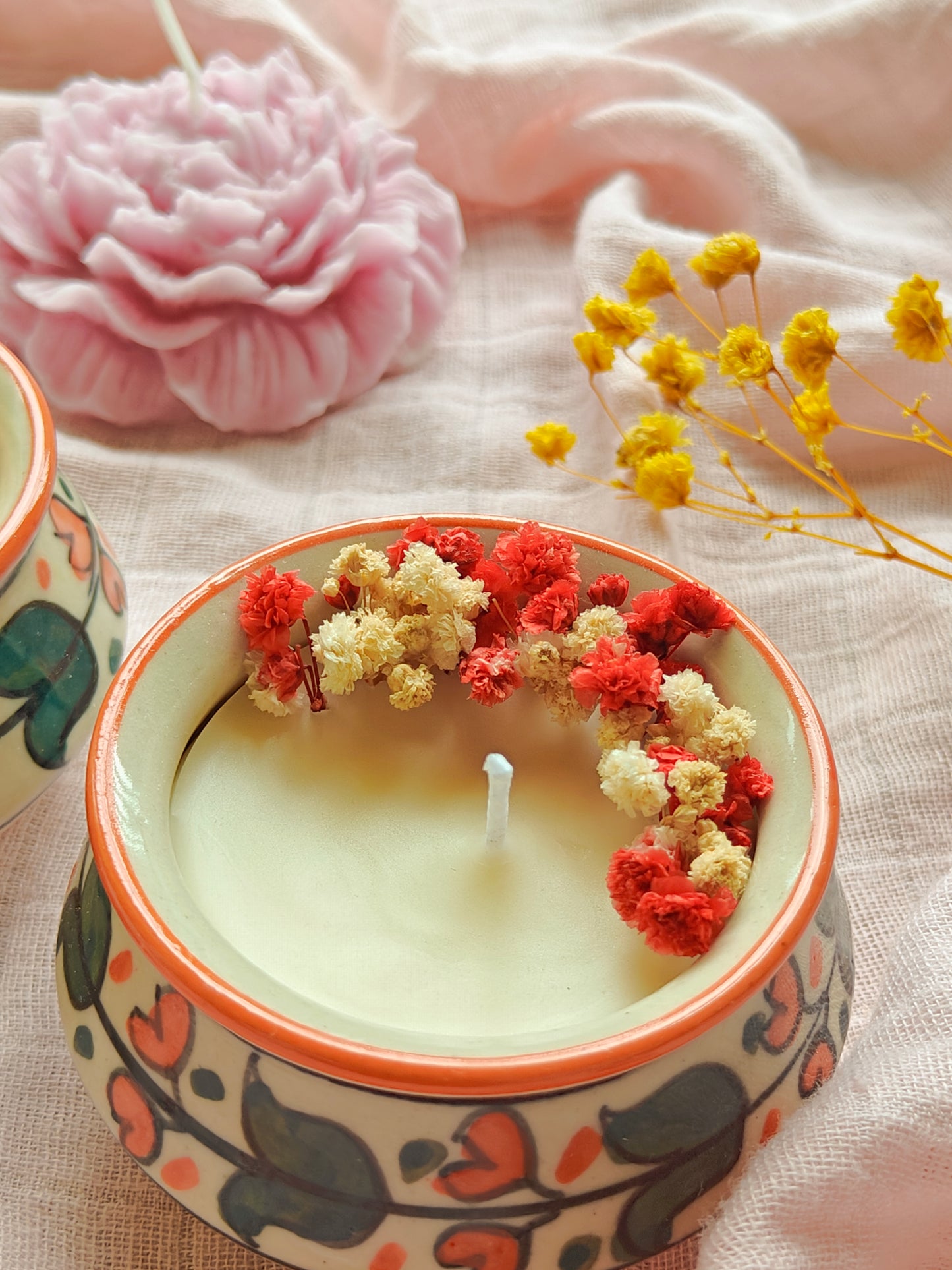 Hand painted matka candles (set of 2)
