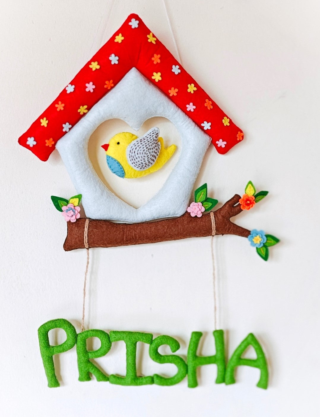 Bird House Name Hanging - Customized Felt Decor