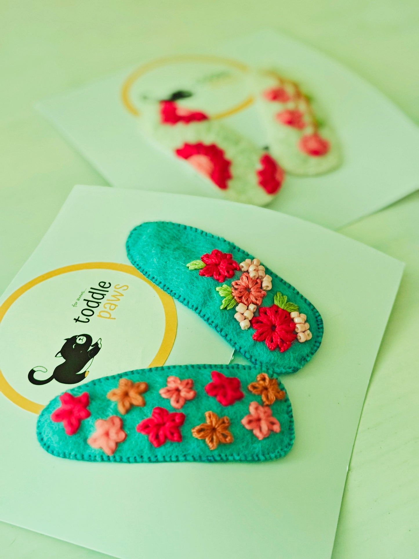Hair clip hand embroidered
