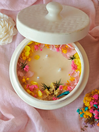 Ceramic jar candle with ceramic lid