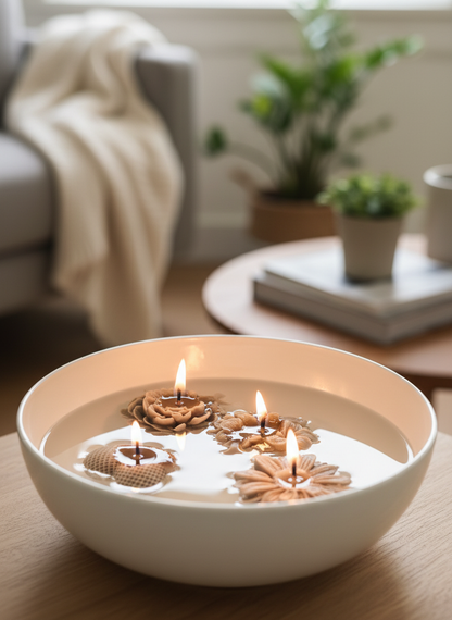 Soy Wax Colourful Floating Candles (Set of 8)