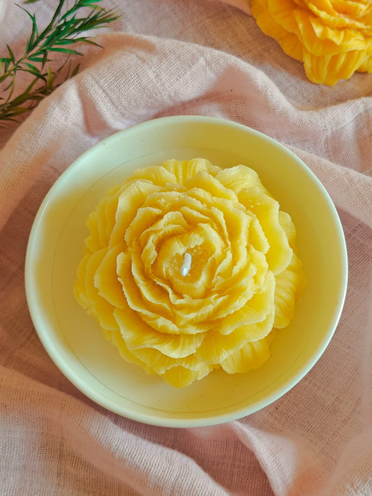 Handcrafted Handpoured White Ceramic Bowl with Peony Rose