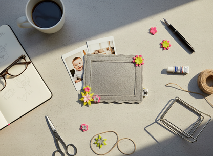 Felt Fridge Magnet Photo Frame Floral