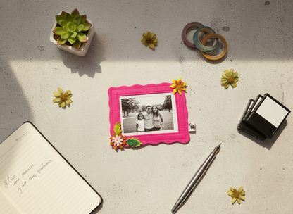 Felt Fridge Magnet Photo Frame Floral