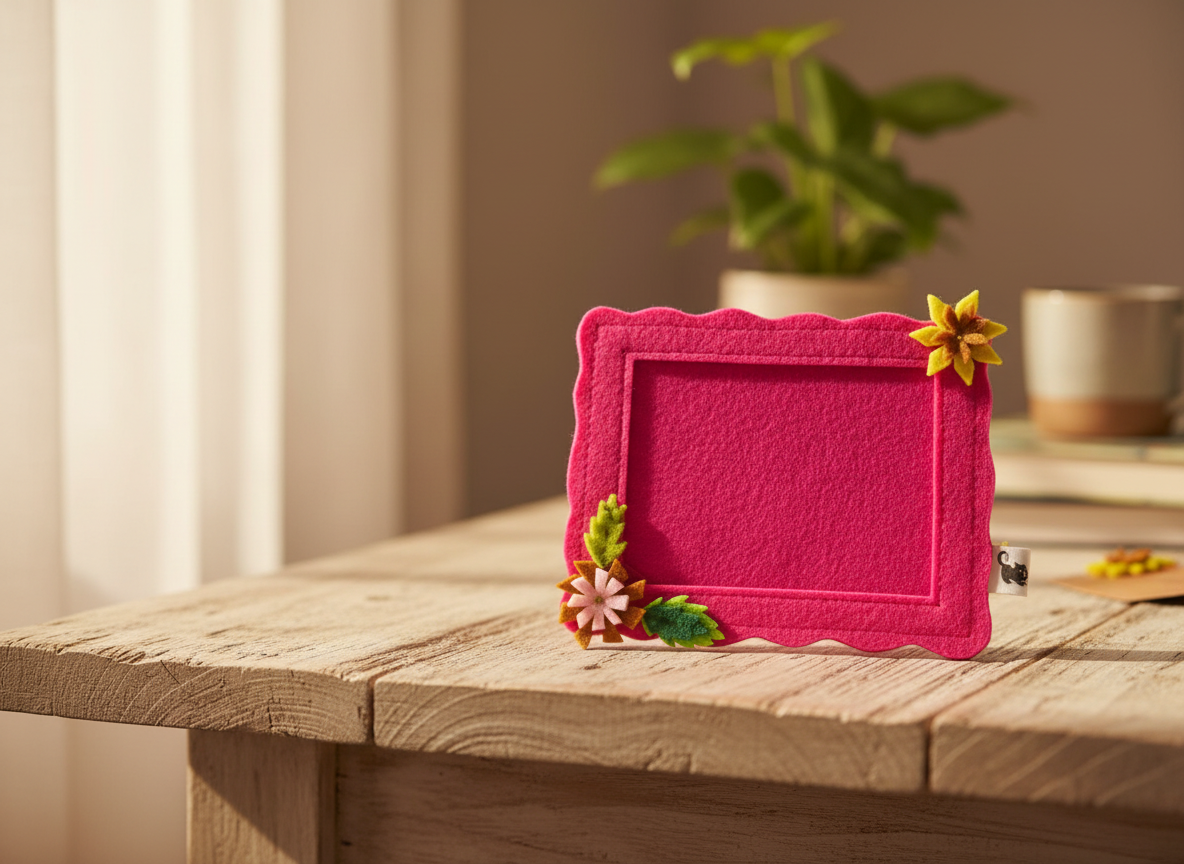 Felt Fridge Magnet Photo Frame Floral