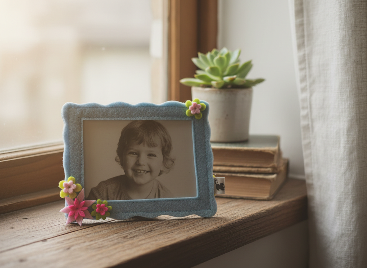 Felt Fridge Magnet Photo Frame Floral