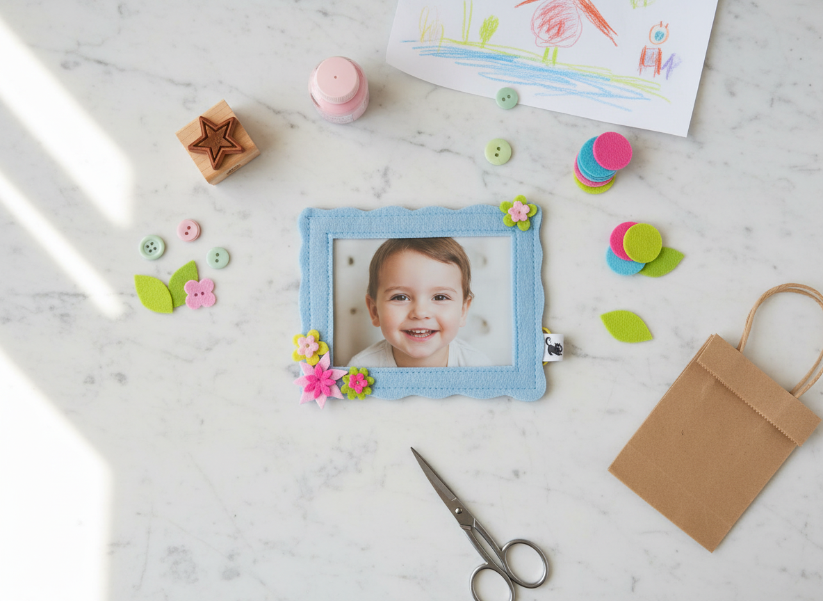 Felt Fridge Magnet Photo Frame Floral