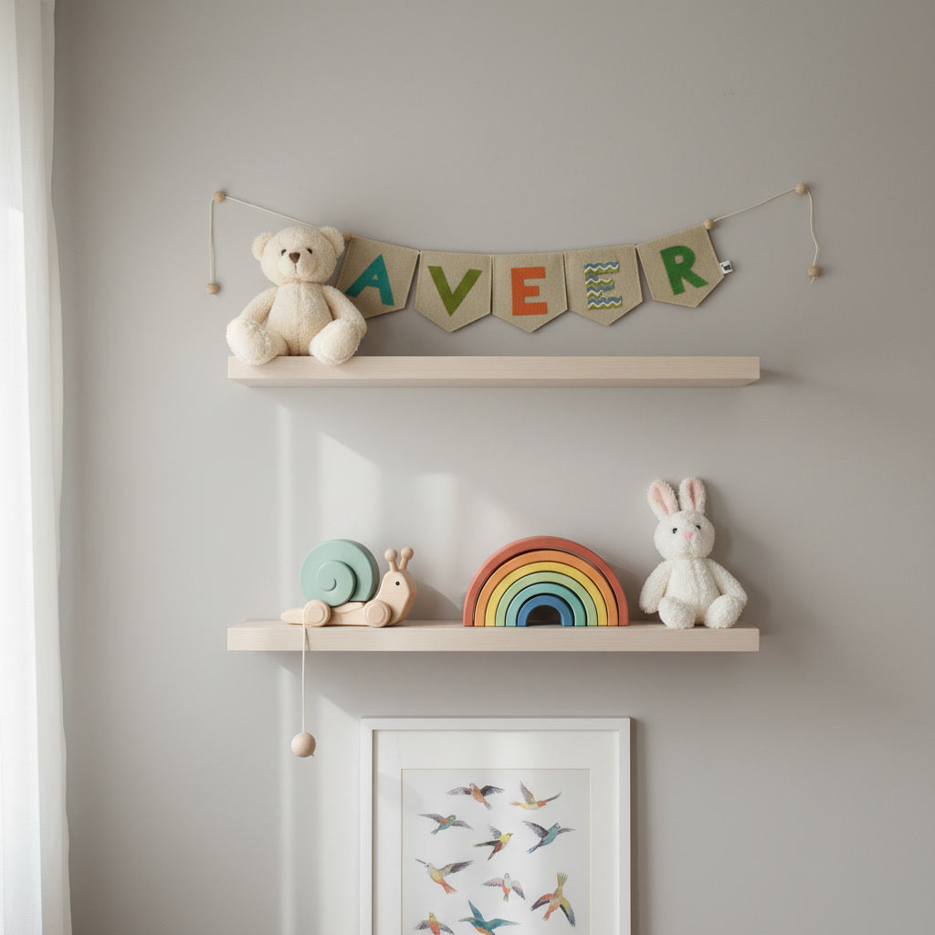 Handcrafted Felt Name Wall Hanging, Custom Name Banner, Name Bunting