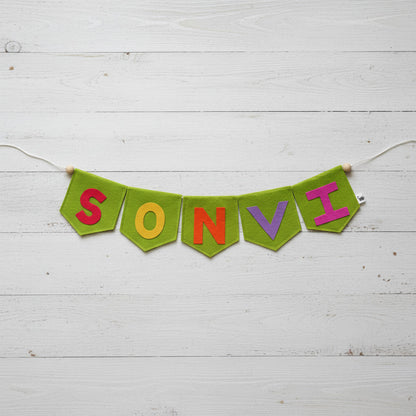 Handcrafted Felt Name Wall Hanging, Custom Name Banner, Name Bunting
