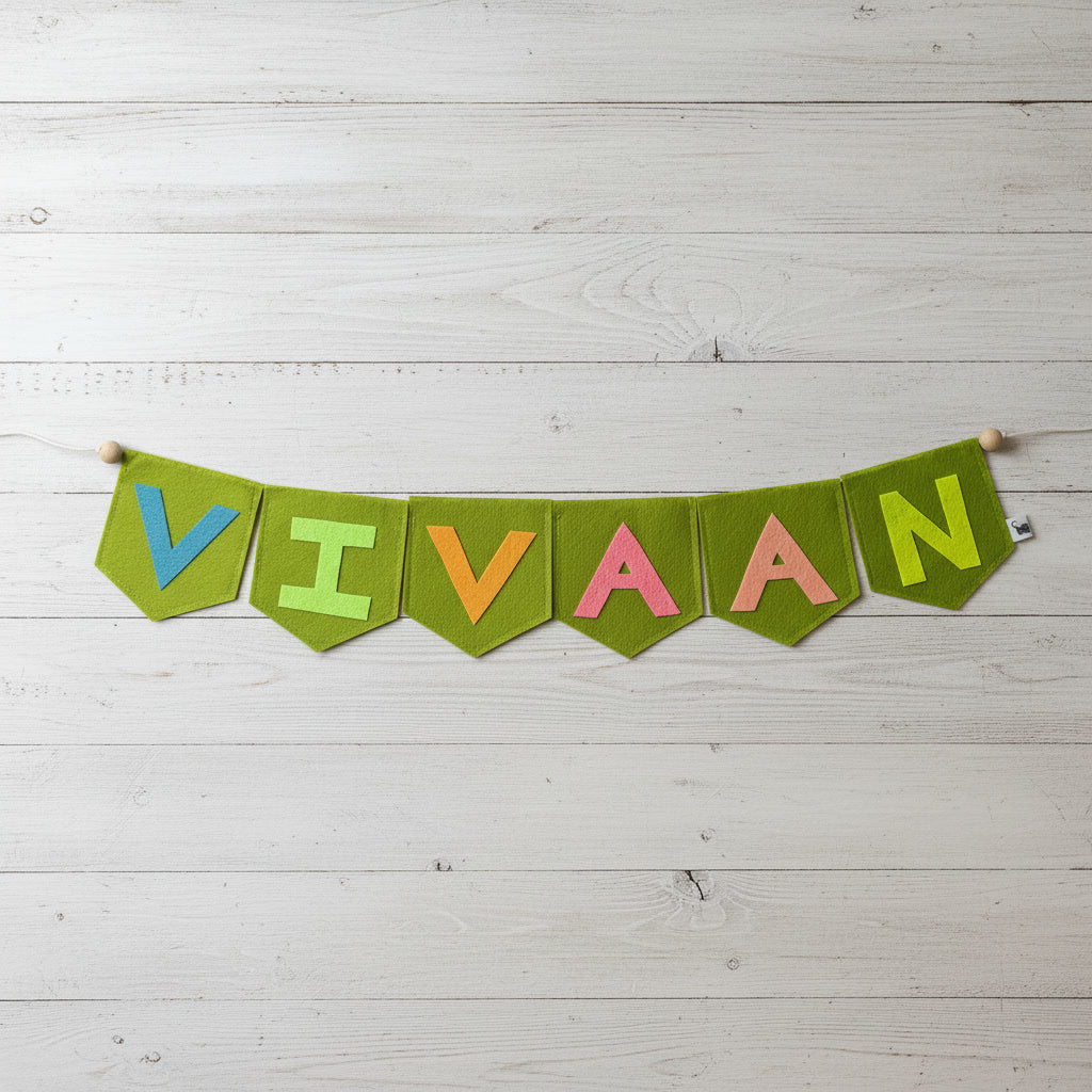 Handcrafted Felt Name Wall Hanging, Custom Name Banner, Name Bunting