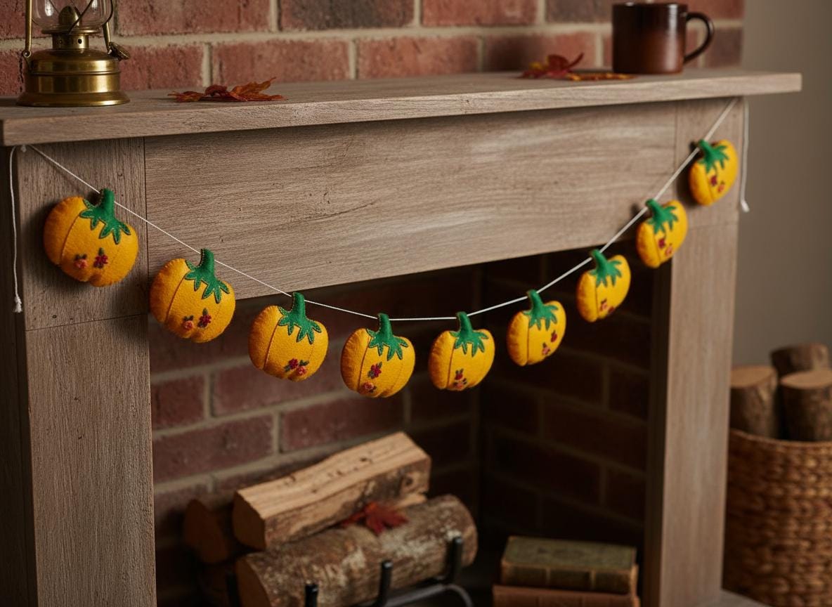 Floral Embroidered Felt Pumpkin Garland — photo 2
