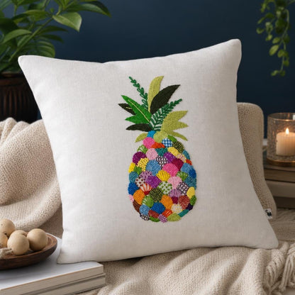 Hand-Embroidered Pineapple Cushion Cover — photo 4
