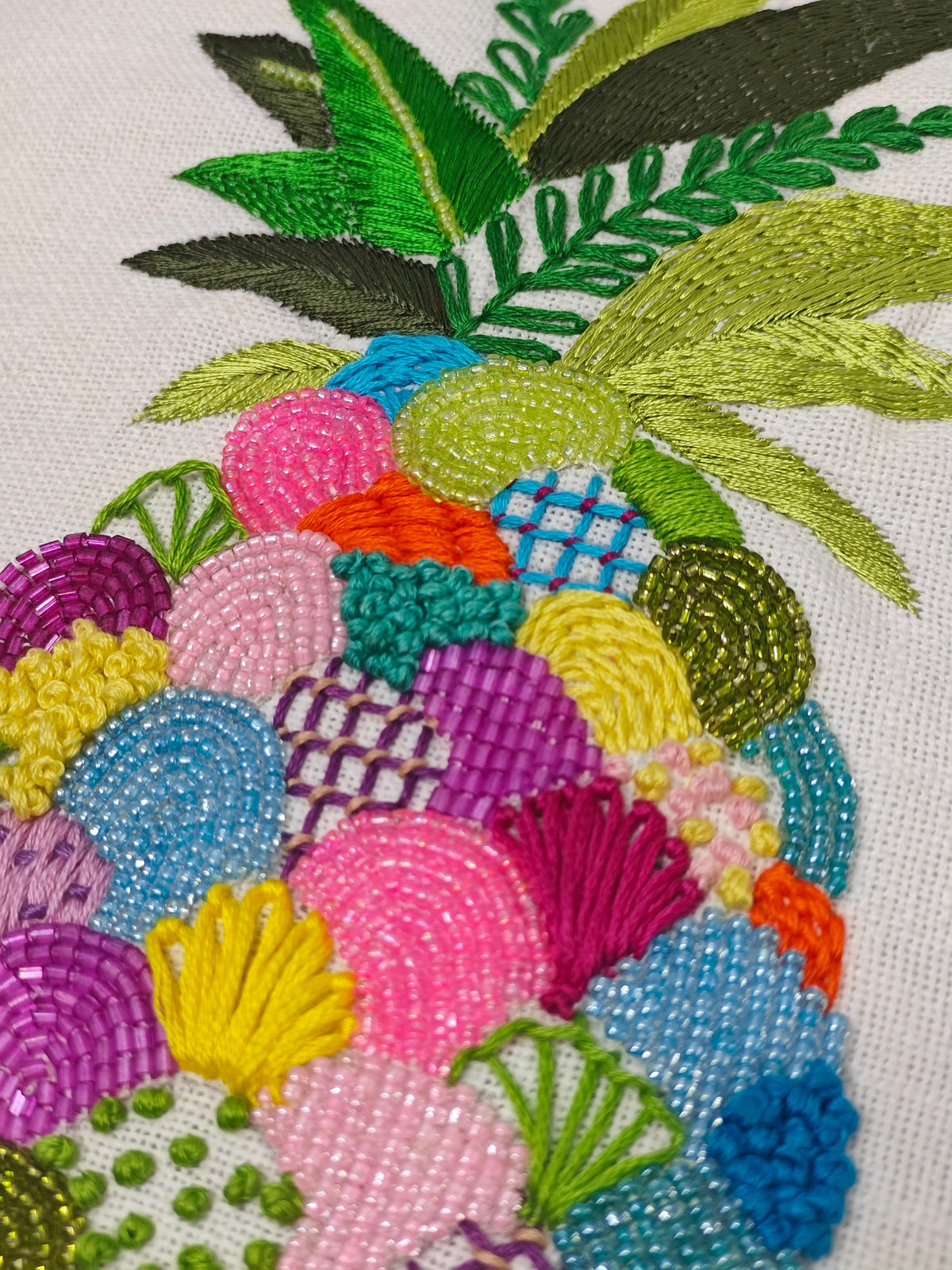 Hand-Embroidered Pineapple Cushion Cover — photo 11