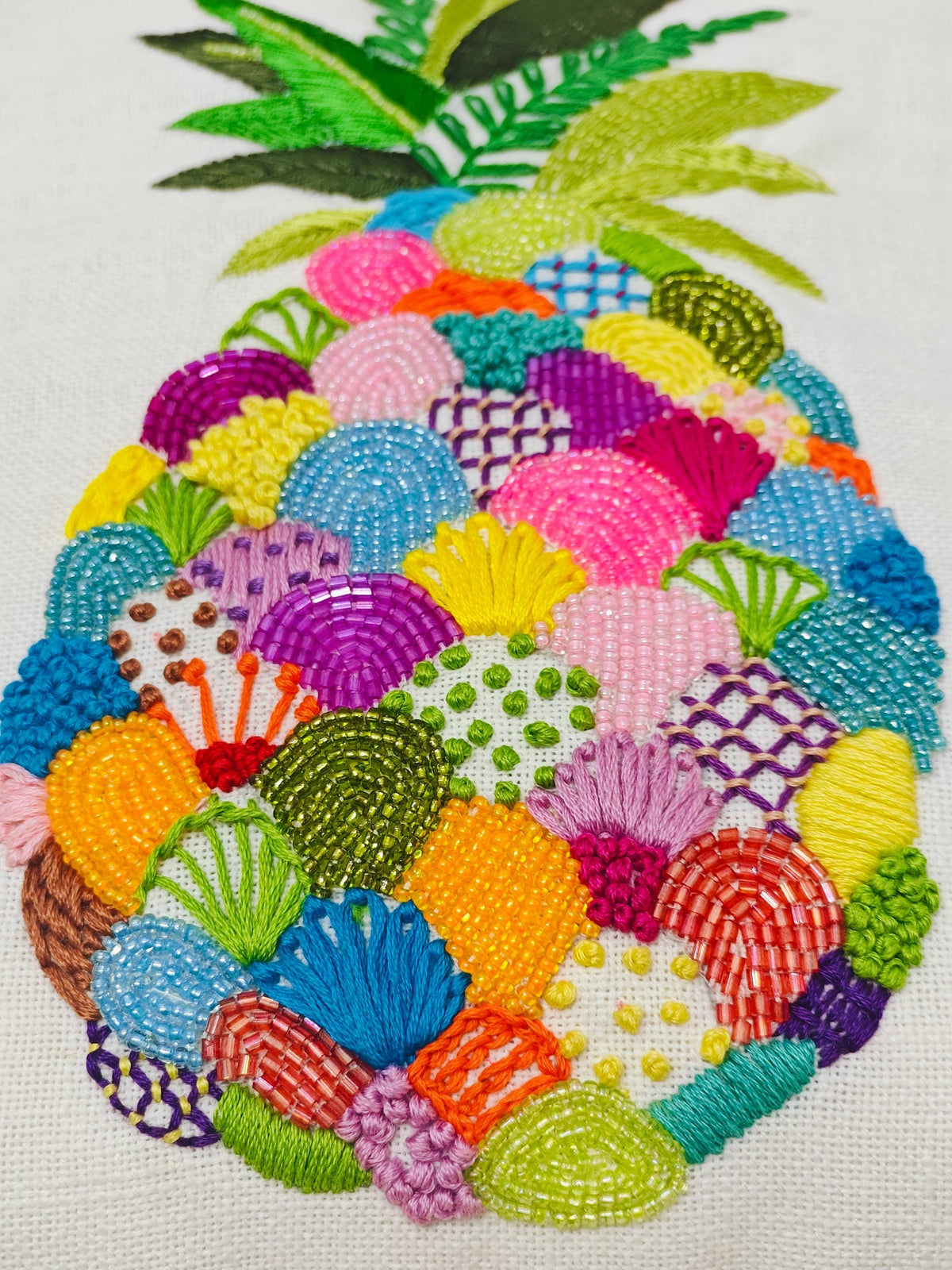 Hand-Embroidered Pineapple Cushion Cover — photo 14