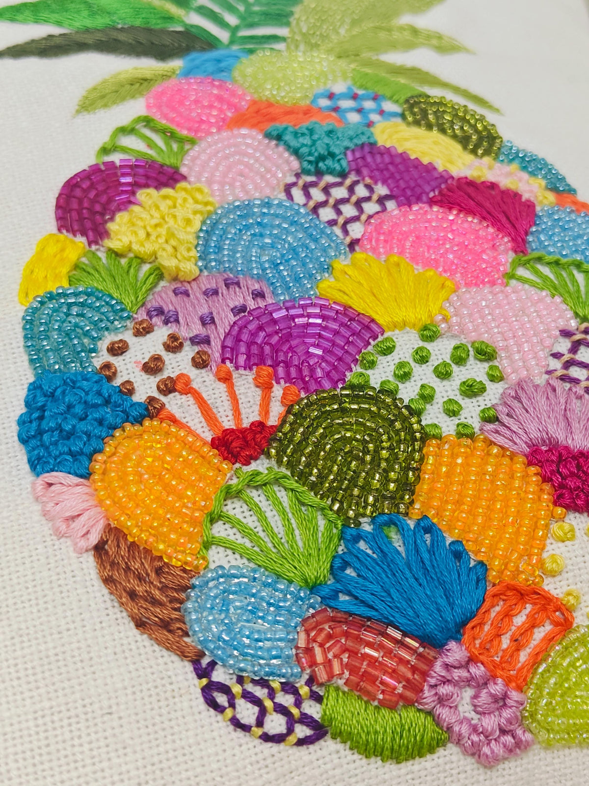 Hand-Embroidered Pineapple Cushion Cover — photo 13