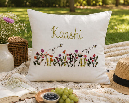 Personalised Wildflower & Bees Cushion Cover — photo 7