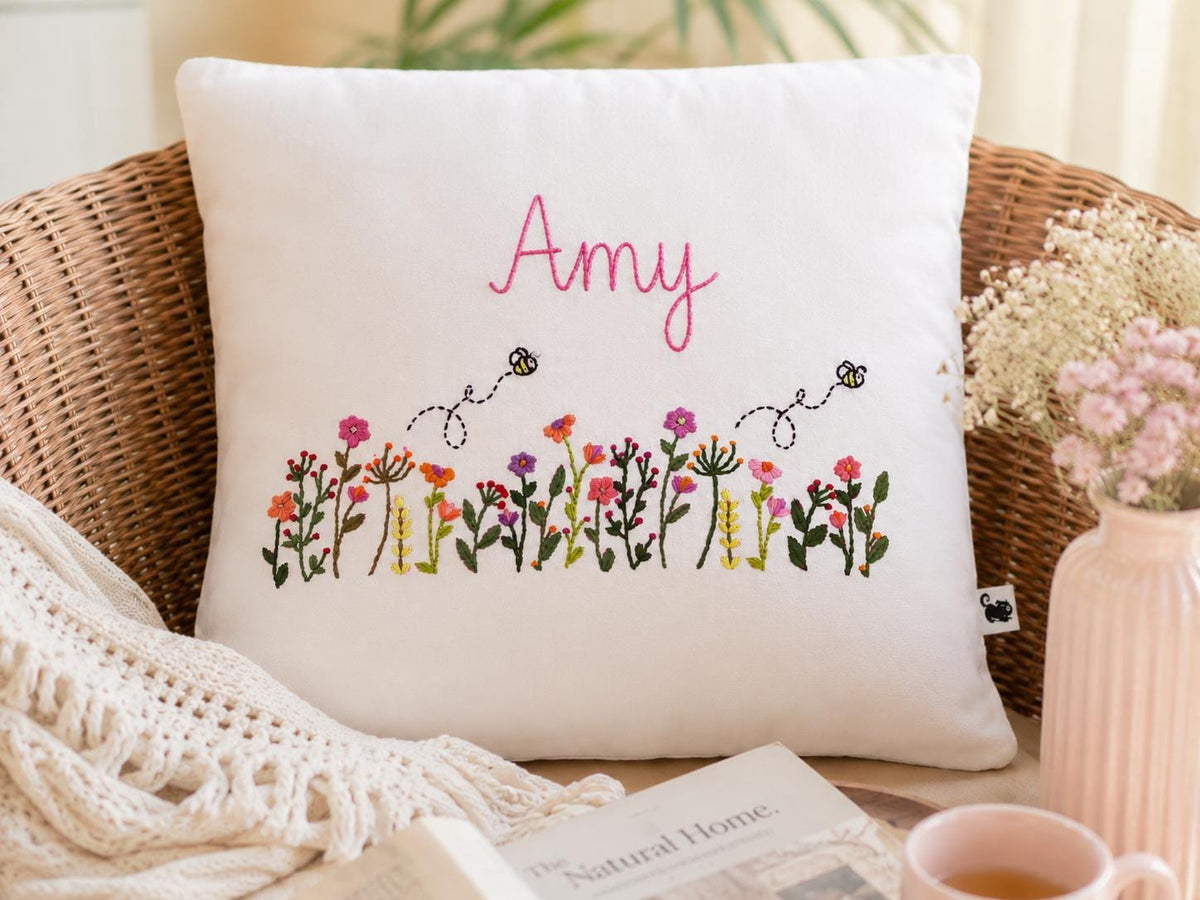 Personalised Wildflower & Bees Cushion Cover — photo 5