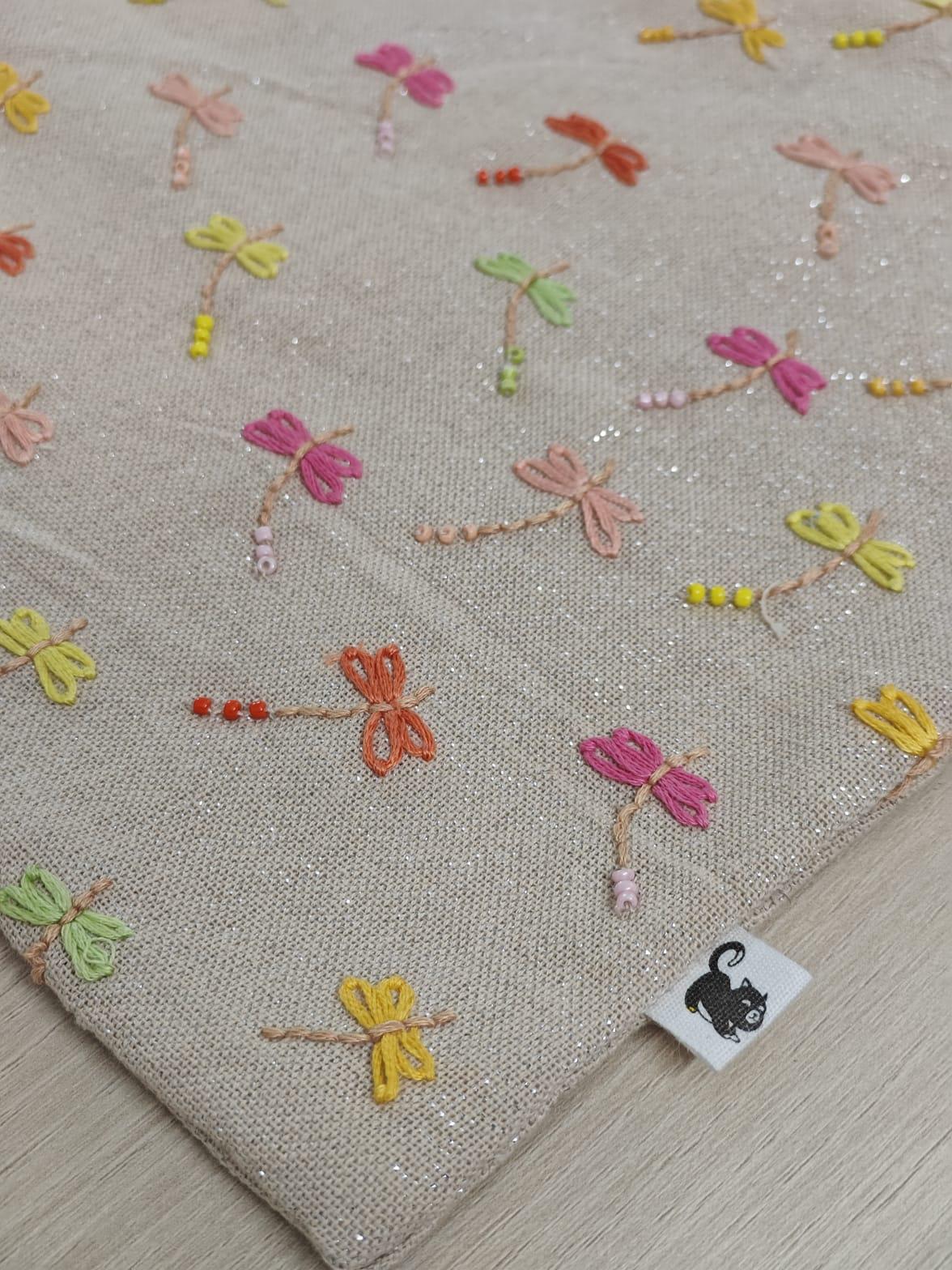 Pastel Dragonfly Embroidered Shimmer Linen Cushion Cover — photo 8
