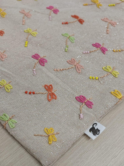 Pastel Dragonfly Embroidered Shimmer Linen Cushion Cover — photo 8