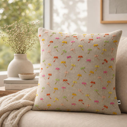 Pastel Dragonfly Embroidered Shimmer Linen Cushion Cover — photo 10