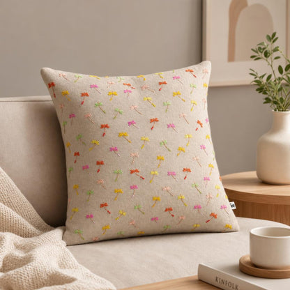 Pastel Dragonfly Embroidered Shimmer Linen Cushion Cover — photo 4
