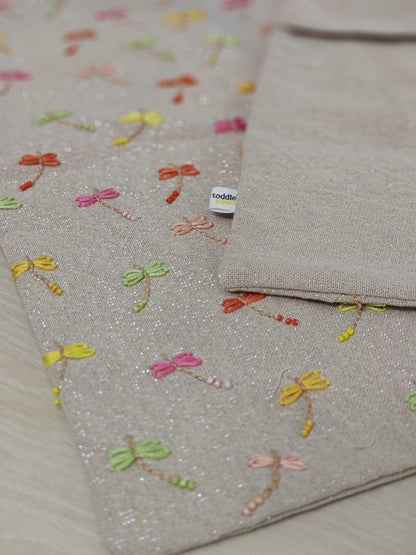 Pastel Dragonfly Embroidered Shimmer Linen Cushion Cover — photo 16