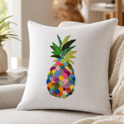 Hand-Embroidered Pineapple Cushion Cover — photo 6