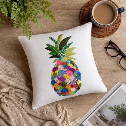 Hand-Embroidered Pineapple Cushion Cover — photo 3