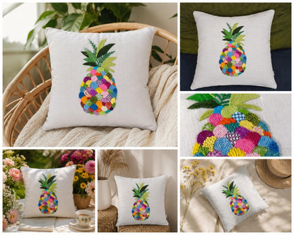Hand-Embroidered Pineapple Cushion Cover — photo 7